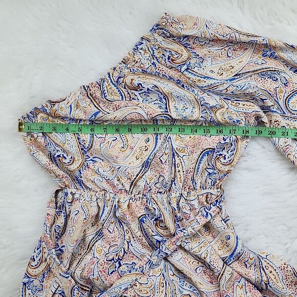 Anthropologie - Entro - Paisley Print One Shoulder Dress Tie Waist Ruffled Hem M - Picture 3 of 8